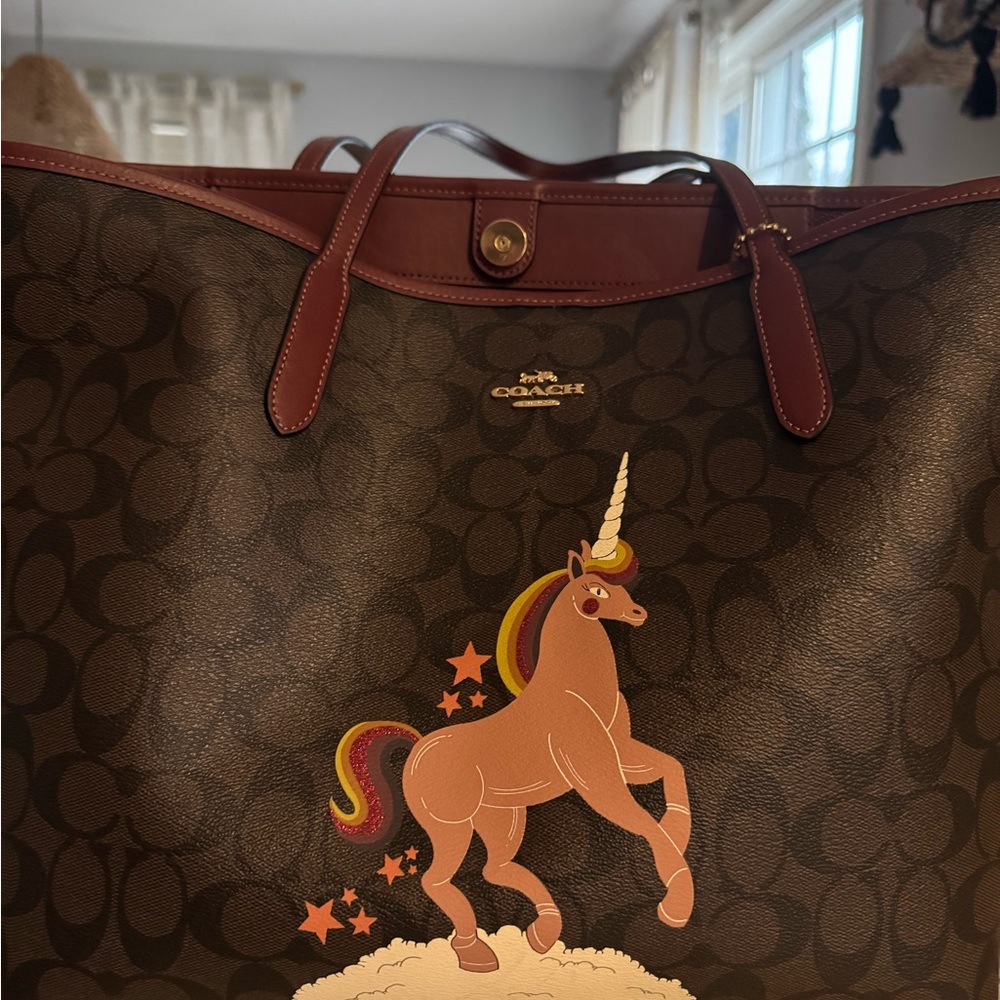 Coach Brown Unicorn Tote Bag